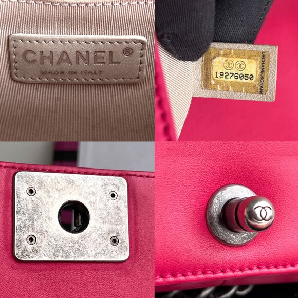 Authentic Chanel Old Boy Medium Pink Lambskin Quilted Crossbody Bag B0816 - Picture 14 of 16